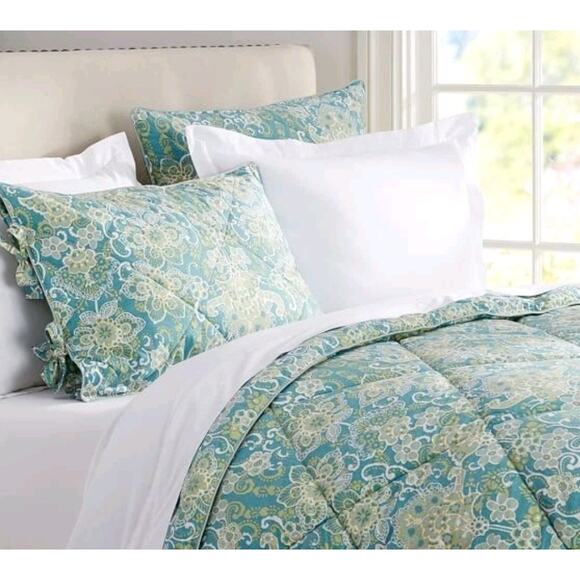 Pottery Barn Paisley Emma Full Queen Quilted Comforter 2 Standard Shams - Picture 12 of 12